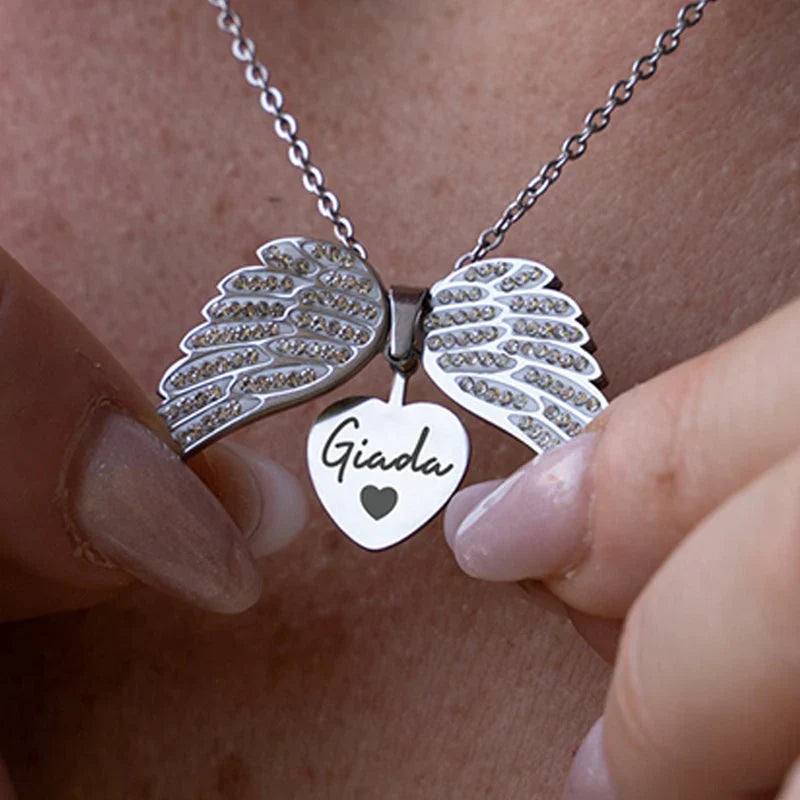 Personalized angel necklace